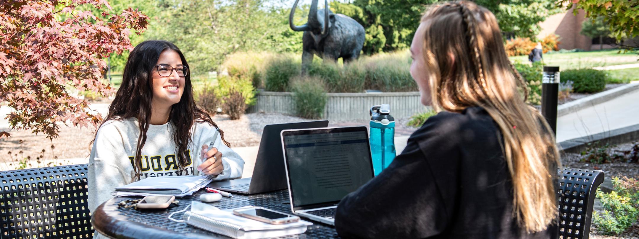 Students sitting outdoors